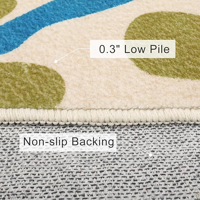 STARUIA Colorful Area Rug, 5'x7' Classroom Rug for Kids, Paint Splash Washable Rug for Playroom, Non-Slip Rainbow Nursery Rug Soft Living Room Carpet for Bedroom Dining Room Kids Room