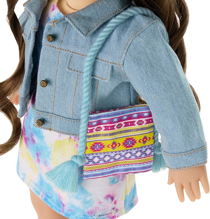 American Girl Truly Me 18-inch Doll Accessories Jean Jacket, Printed Purse, and Leopard-Print Headband, For Ages 6+