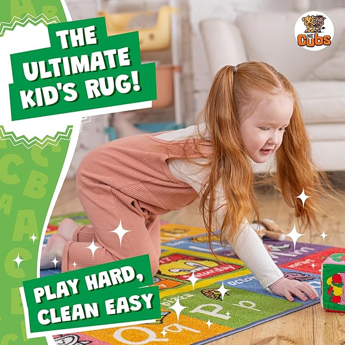 KC Cubs Playtime Collection ABC Alphabet, Seasons, Months and Days of The Week Educational Learning & Game Area Rug Carpet for Kids and Children Bedrooms and Playroom
