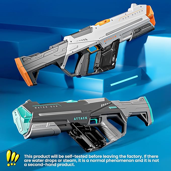 Electric Water Guns for Adults, Squirt Guns for Kids with Light Up and Large Capacity, Powerful Water Gun Up to 28-32FT Range for Summer Swimming Pool Party Beach Outdoor Activity(Gray)