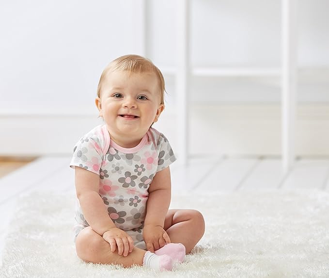 Gerber Baby Girls' 5-Pack Short Sleeve Variety Onesies Bodysuits