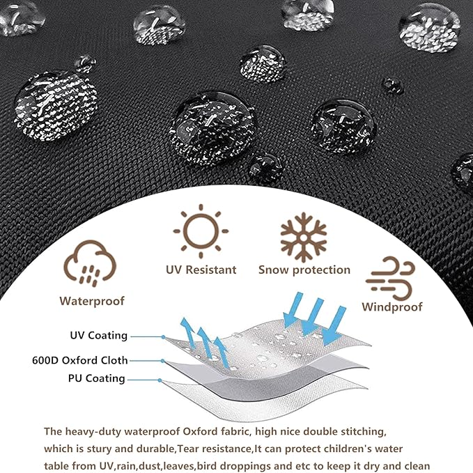 AIickwang Kids Water Table Cover for Step2 Rain Showers & Flow Water Table,Outdoor Waterproof Dustproof Anti-UV Kids Water Play Table Cover,Black