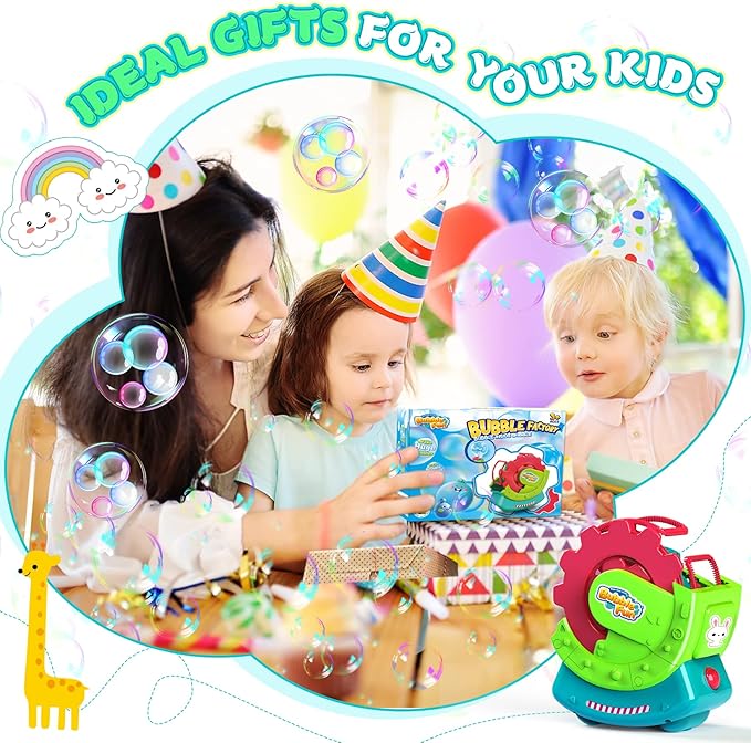Bubble Machine for Toddlers Kids, Blower with 8oz Solution, Make Extra Large & Bubbles in Bubble, Maker Toy for Indoor Outdoor Birthday Party