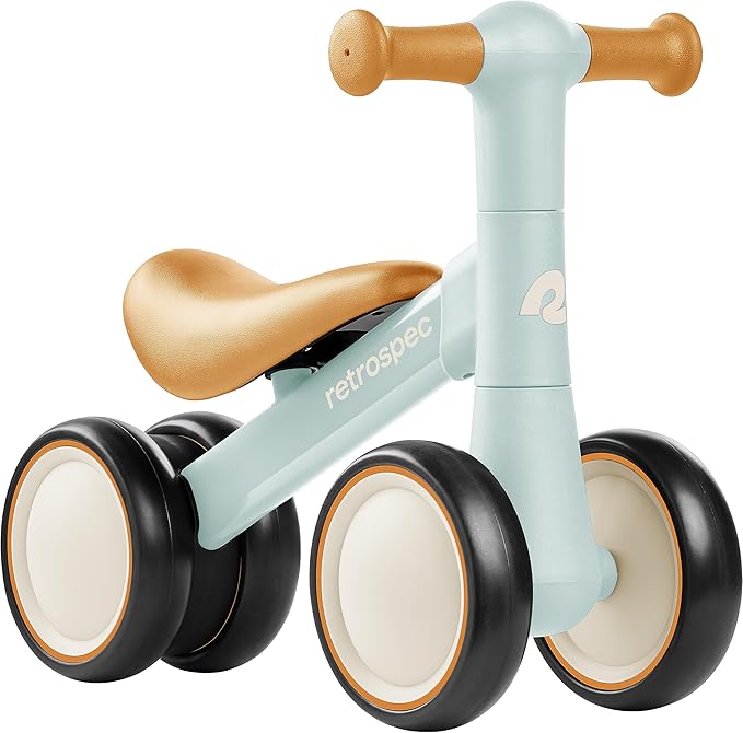 Retrospec Cricket 2 Baby Walker Balance Bike with 4 Wheels for Ages 12-24 Months - First Birthday Gift Toddler Bicycle Toy for 1 Year Old’s - Ride On Toys for Boys & Girls