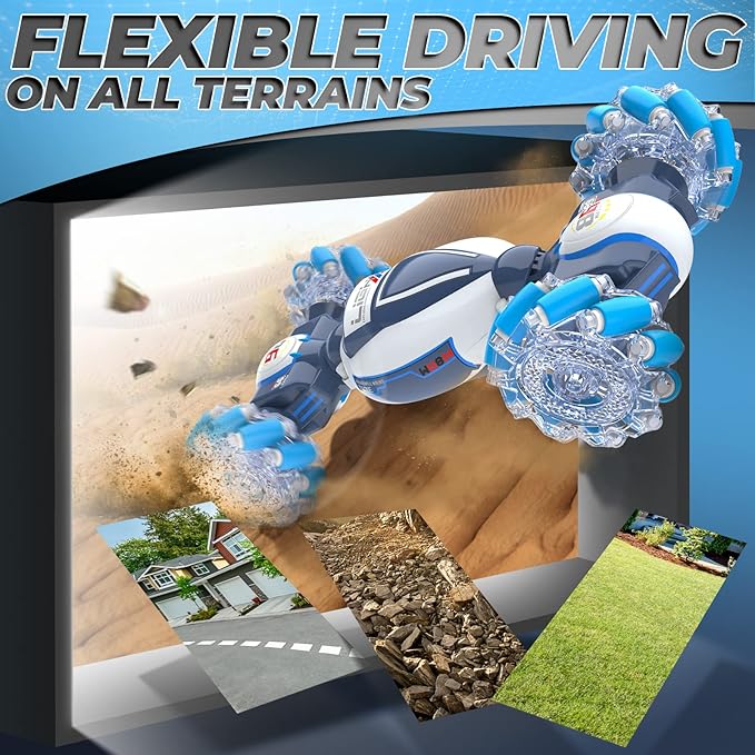 Dysaim Gesture Sensing RC Stunt Car Toys for 6-12 Boys&Girls - Birthday for Kids, Hand Controlled 2.4Ghz Remote Control Twist Cars, 4WD Transform All-Terrain Off Road Vehicle