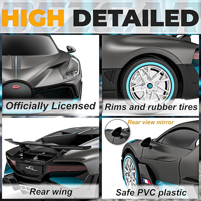 BEZGAR Bugatti Remote Control Car for Boys- 1:24 Officially Licensed Bugatti RC Cars, Electric Sport Racing Hobby Bugatti Toy Car Model Vehicle for Boys, Girls and Adults