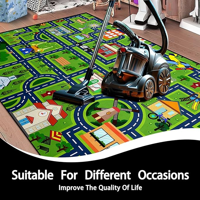 Kids Carpet City Play Mat - Cars Rugs for Boys Room Road Rug for Kids Car Track Rug for Bedroom Car Mat for Kids Toy Cars, 5x7 Feet