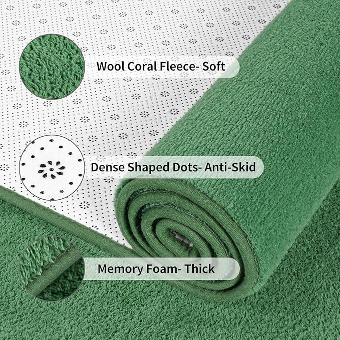 FlyDOIT Area Rugs for Bedroom Living Room, 4x6 Green Super Soft Comfy Thickened Memory-Foam Indoor Carpets, Modern Aesthetic Minimalist Carpet for Boys Girls Adults Apartment Nursery Home Décor