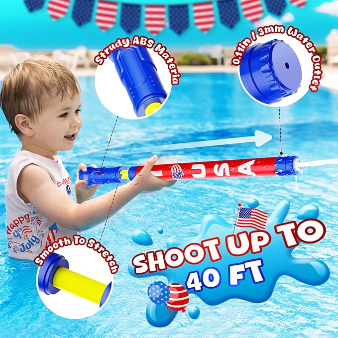 Water Gun Squirt Toys for Kids Adults: Outdoor 4th of July Pool Toys for Kids Age 3-4-5-8-12 Bulk - Fun Super Blaster Water Guns for Swimming Beach Summer Outside Party Games（5 Pack）