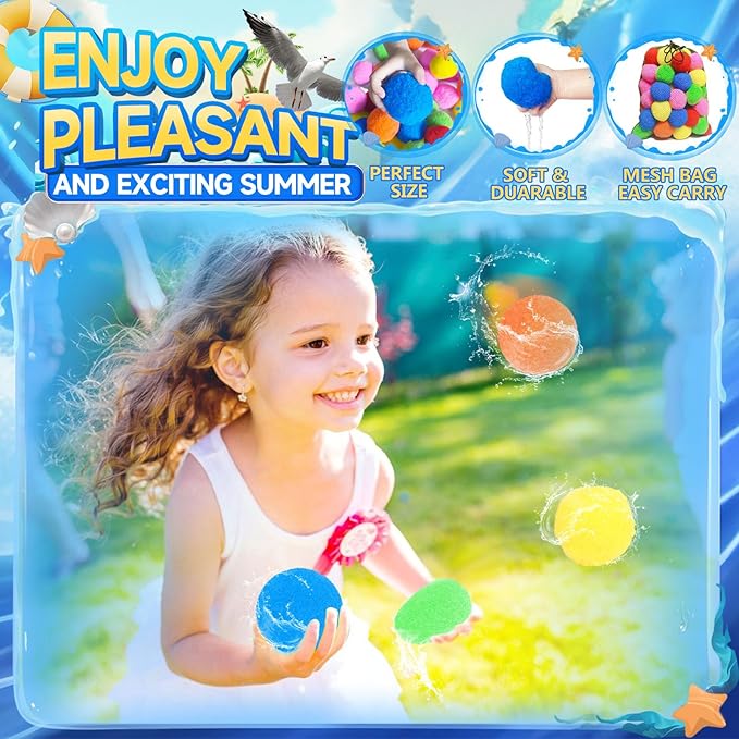 90 Pcs Reusable Water Balls, Reusable Water Balloons for Outdoor Toys and Games, Water Toys for Kids and Adults Boys and Girls - Summer Balls for Pool and Backyard Fun