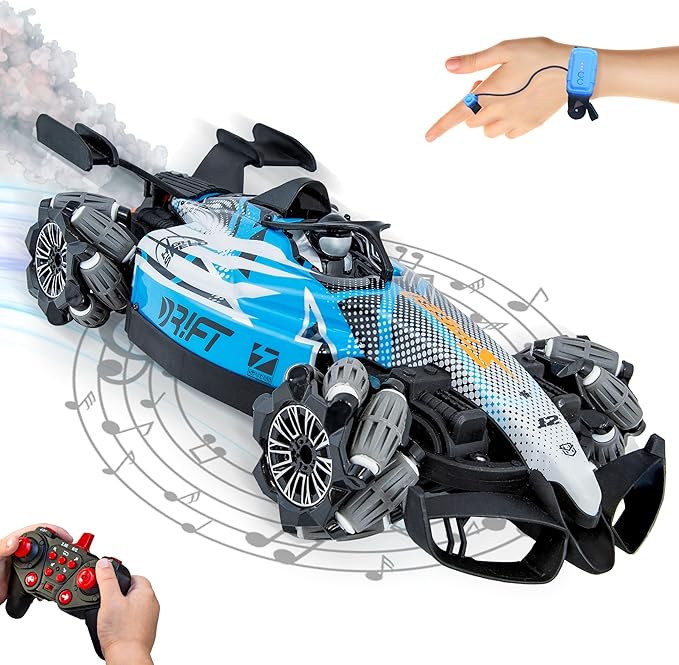 Sunnydaze Stupendous Stunts Kids Remote Control Car - RC Car with Lights, Sounds, Steam for Ages 6+ - 360-Degree Rotation