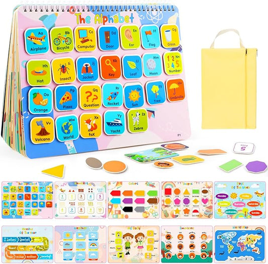 Kids Book Gifts for 3 4 5 Year Old Girls, Pre-assembled Stickers & Reusable, Activity Books for Kids Ages 3-5 - Learning Activities,Toddler Educational Toys, Autism Learning Support, Birthday Gifts