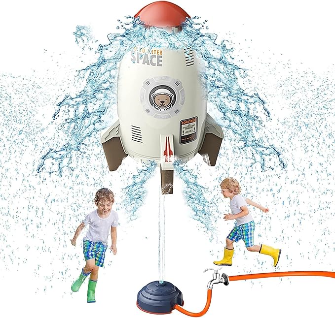 TANSAR Sprinkler Rocket Launcher, Outdoor Water Toys for Kids, Summer Outside Game, Holiday & Birthday Ideas for Boys Girls Age 3 4 5 6 7 8 Year Old, Gray