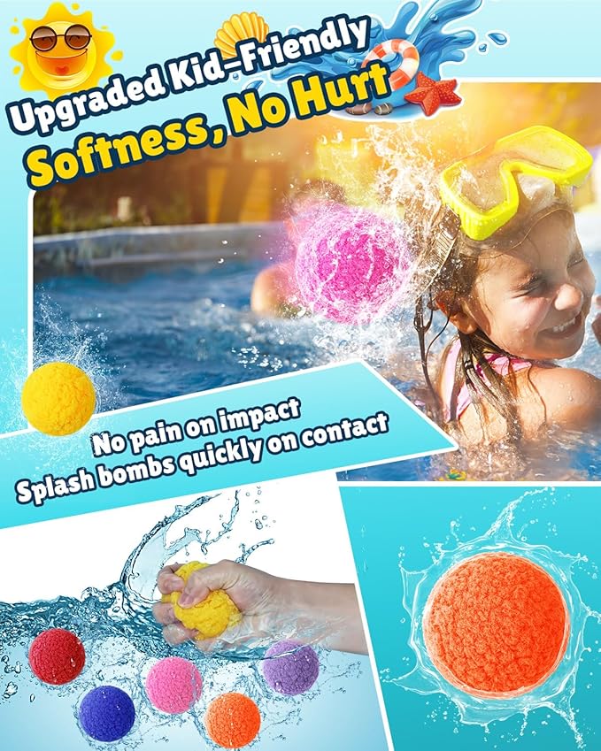 Reusable Water Balloons - 30 PCS Refillable Water Balls for Kids Outdoor Toys Games, Summer Pool Toys Water Play Splash Balls for Backyard Lawn Beach Fun Games for Boys Girls