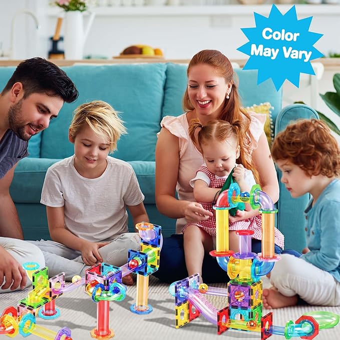 PicassoTiles Magnetic Marble Run Add-On Expansion Pack for Magnet Tile Building Blocks Maze Construction Toy Kit Educational STEM Learning Enhances Creativity Imagination Children Ages 3+ PTG01