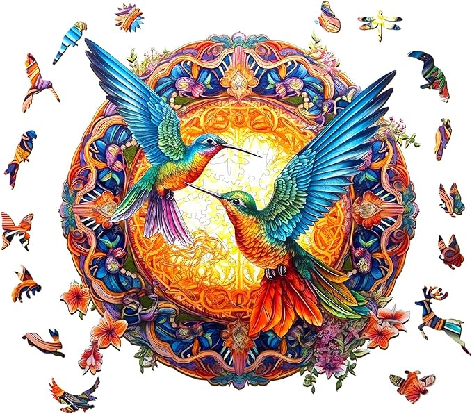 Wooden Puzzles for Adults - Wooden Jigsaw Puzzles for Adults - Hummingbird Puzzle 300 Pieces for Women Relax Puzzles (L-13.8 * 13.8in)