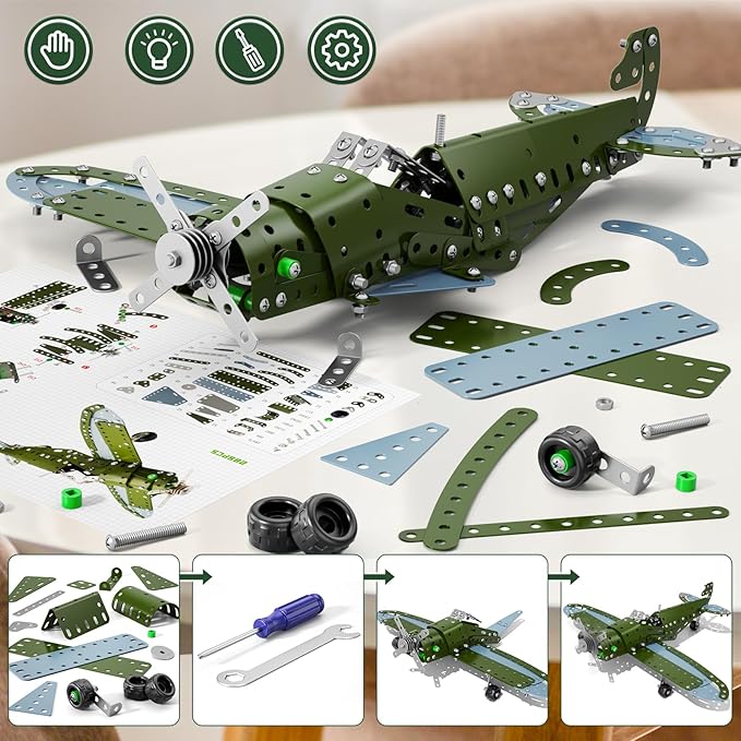 Model Airplane Building Toys for Kids 8 9 10 11 12 Years Old - DIY Building Projects Toys, Educational Assembly Science Kit, Birthday Airplane Birthday Gifts for Teenagers Boys Ages 8-12-16