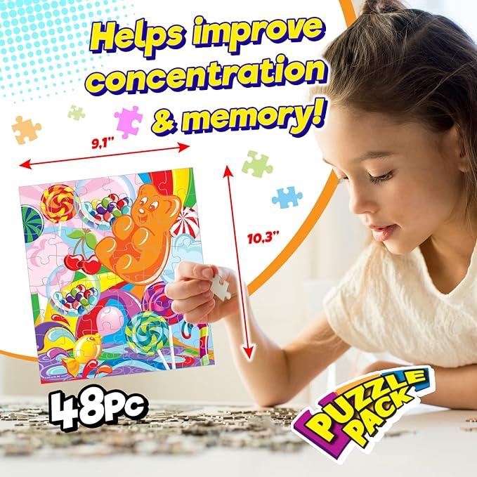 JA-RU Mini 48 Piece Puzzles for Kids Ages 4-8 Years & Up (4 Pack Assorted) with Resealable Travel Bag. Animal Puzzle Party Favors. Jigsaw Puzzles for Preschoolers. 6770-4s