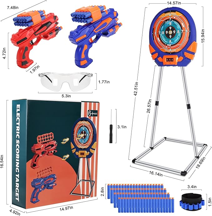 Shooting Target for Nerf w/Toy Guns and Foam Darts, Upgrade Digital Shooting Game with Touch Screen Practice Target, Electronic Scoring Targets for Nerf Gun for Kids Aged 5 -13 Boys, Girls