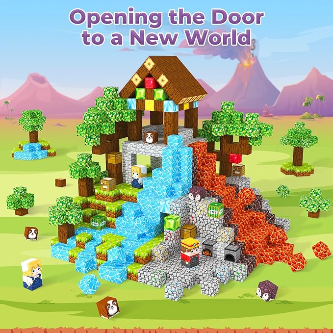 Magnetic Blocks, Magnetic Tiles Building Blocks, Magnet Cubes Toddler Kids Toys, Sensory STEM Toys for 3-5 4-6 5-7 6-8 Year Old Boys Girls Easter Birthday Gifts Travel Outdoor Kids Games (0.8IN/2CM)