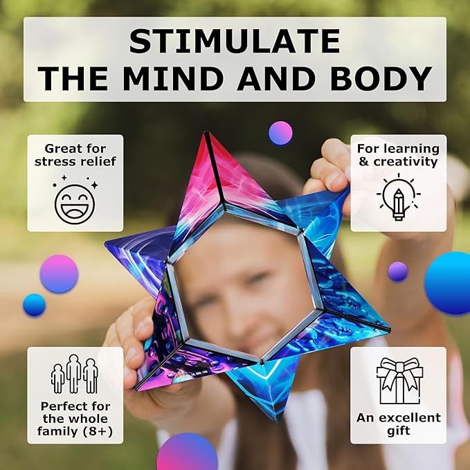 SHASHIBO Holographic Shape Shifting Box - STEM Magnetic Fidget Cube That Transforms Into Over 70 Shapes, Download Fun in Motion Toys Mobile App (Vapor)