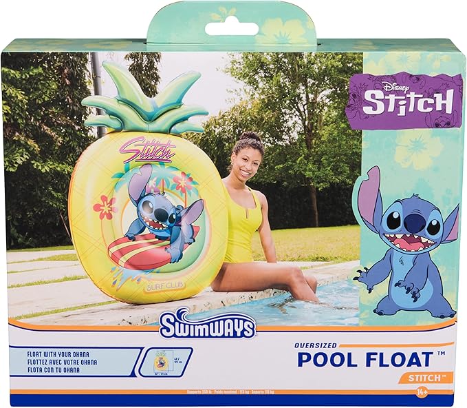 Swimways Stitch Oversized Pool Float, Inflatable Pool Floats & Kids Pool Toys, Swimming Pool Accessories & Beach Essentials for Teens Aged 14 & Up