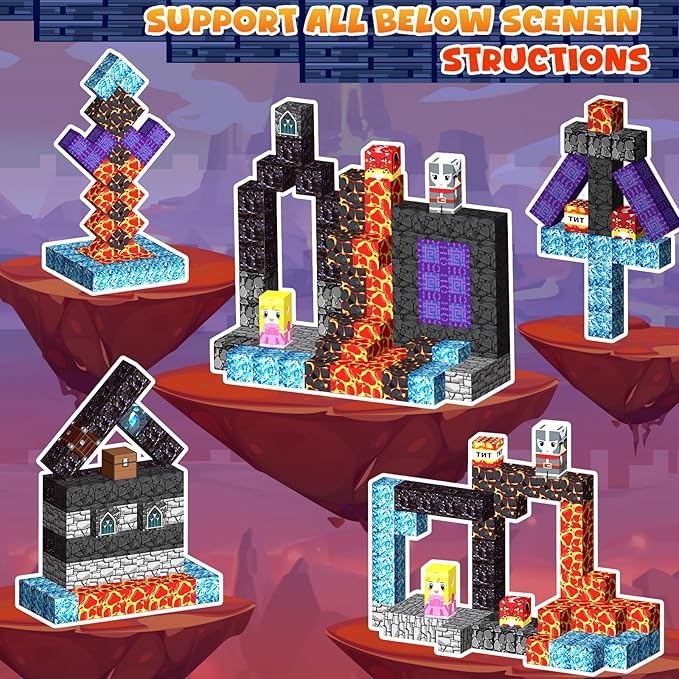 Magnetic Building Blocks 162PCS, Magnetic Tiles Kids Build Cubes STEM Game Toys, Birthday Gifts for Boys & Girls Ages 3+