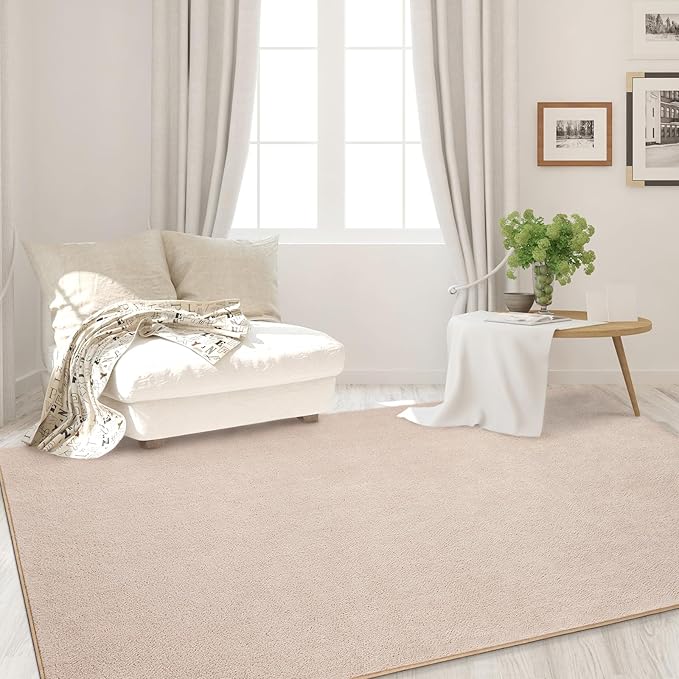 FlyDOIT Area Rugs for Bedroom Living Room, 5x8 Ivory Super Soft Comfy Thickened Memory-Foam Indoor Carpets, Modern Aesthetic Minimalist Carpet for Boys Girls Adults Apartment Nursery Home Décor