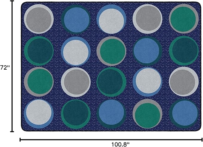 Flagship Carpets Sitting Spots Seating Rectangle Area Rug for Children's Classroom or Kids Playroom, and Home Learning Carpet, Seats 20, 6' x 8'4", Cool Blue