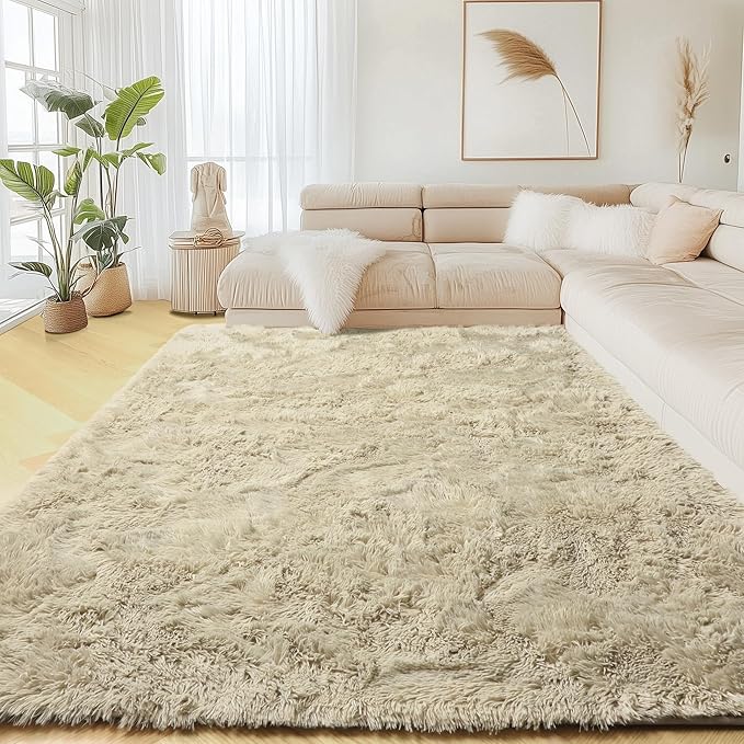 PAGISOFE Fluffy Large Living Room 5x7 Area Rugs,Fuzzy Shag Shaggy Rug Soft Plush Fur Beige Carpet for Room Decor,Indoor Modern Rugs for Living Room Bedroom Dorm Kids Room Decor Nursery Beige Rug
