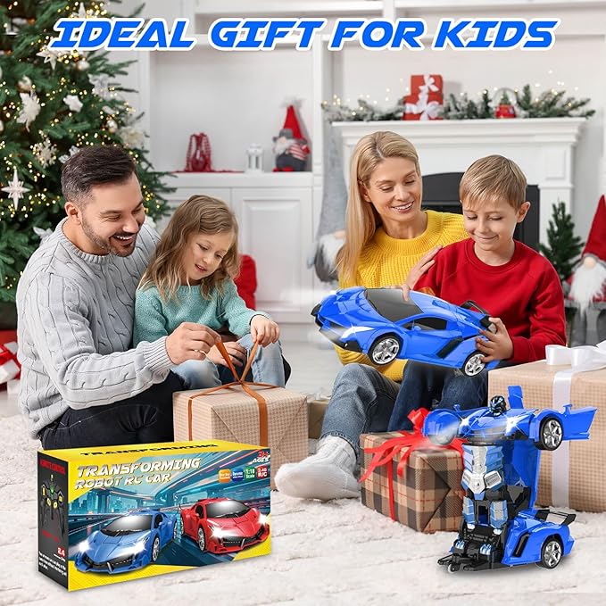 Remote Control Car Toys - Transforming RC Cars for Kids, Transform Toys Car Robot, Gift Kids Toys for 3 4 5 6 7 8 10 12 Years Old Boy, Blue