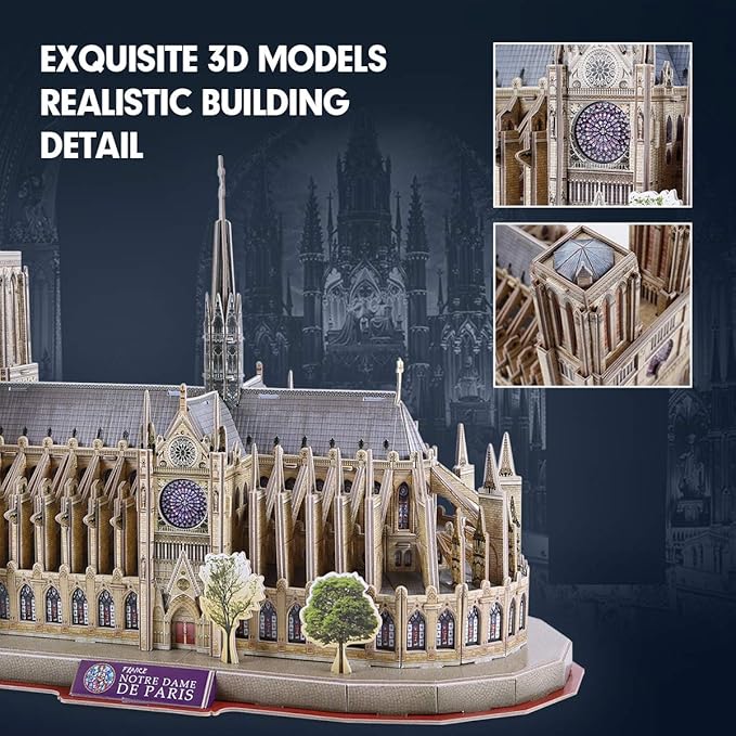 CubicFun 3D Puzzles for Kids Ages 8-10 - Notre Dame de Paris Gifts for 10 Year Old Girl Boy - Art STEM Projects for Kids Ages 8-12 - Classroom Desk Decorations, 128 Pieces