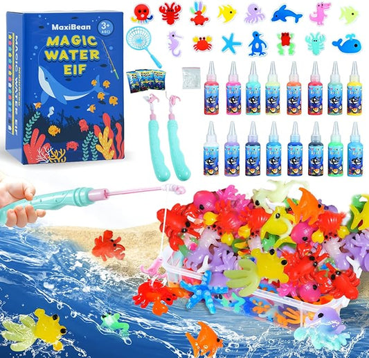 Magic Water Elf Toy Kit,Aqua Water Gel with 16 Magic Gels and 15 Shape Molds,Water Beads for Kids,Fun Summer DIY Craft Kit, Birthday Gifts & Party Favors for Kids Ages 3+