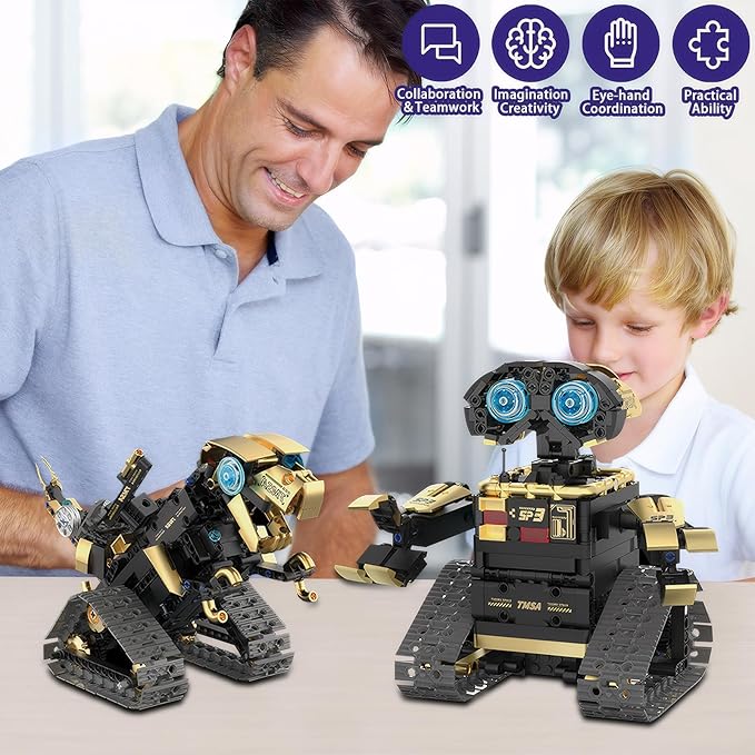 5 in 1 Robot STEM Robot Building Kit Science APP & Remote Control Blocks Technic Educational Building Blocks Set Robotics Toys for Boys Kids Ages 8-12（695 Pieces）