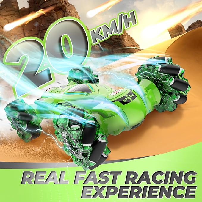 Dysaim Gesture RC Car, Gesture Sensing RC Stunt Car Toys for Kids 6-12 yr, 2.4GHz 4WD Hand Remote Control with Lights Music, Off-Road 360° Rotation Drift for Birthday Toy Gifts