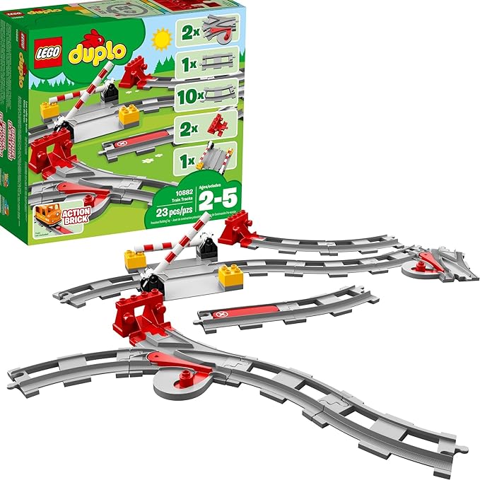 LEGO DUPLO Town Train Tracks Expansion Set 10882 - Building Block Railway Toys for Toddlers, Duplo Train Collection, Learning Through Play, Kid-Friendly Gifts for Boys and Girls Ages 2-5