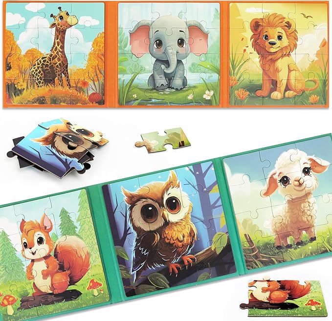 Puzzles for Kids Ages 3-5 72 Pieces Two-Book Travel Puzzles for Kids 4-6 Airplane Car Road Trip Activities Games Toys 3 4 5 6 7 8 Year Old Girls and Boys Gift
