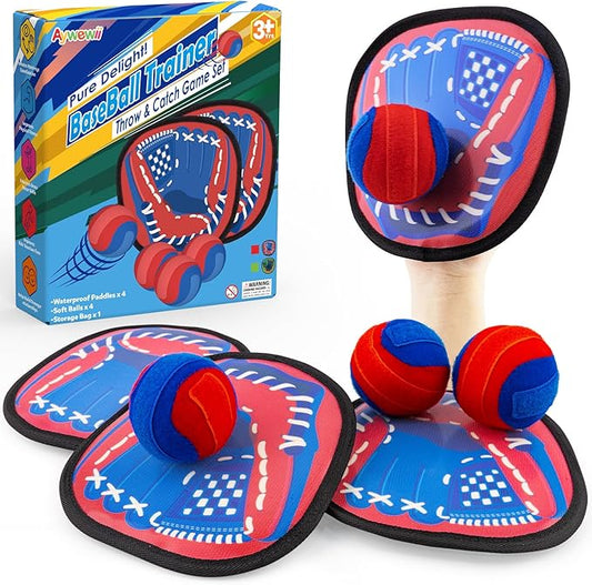 Aywewii Toss and Catch Ball Set Outdoor Beach Pool Toys for Kids Games Baseball Ball Catch Game Toddler Toys Games Gifts for 3 4 5 Year Old Boys Girls Birthday Gifts Easter Basket Stuffers