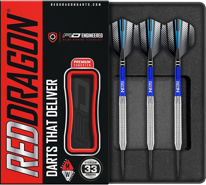 RED DRAGON Razor Edge Original 33g Tungsten Darts with Flights and Stems