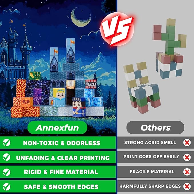 Magnetic Blocks - 100 PCS Build Blue Castle Christmas - Magnetic Toys for Montessori Toddler Christmas Birthday Gifts - STEM Sensory Toys for 3 4 9 10 Year Old Boys & Girls