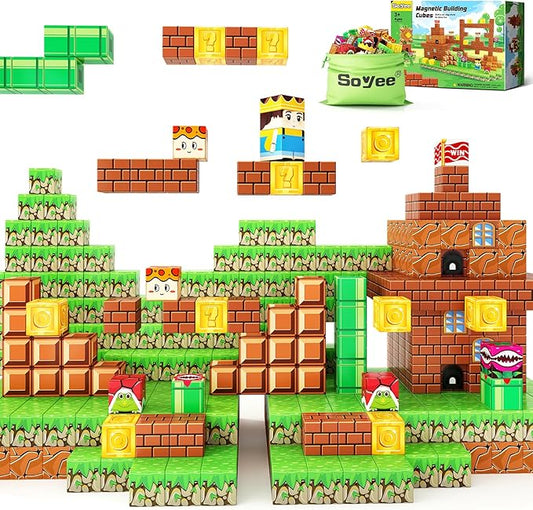 Magnetic Blocks Building Toys - Build Mine Magnet World Set Toddler Kids Sensory Toys for Boys & Girls Ages 3-5 5-7 8-12, 1'' Magnetic Cubes Game