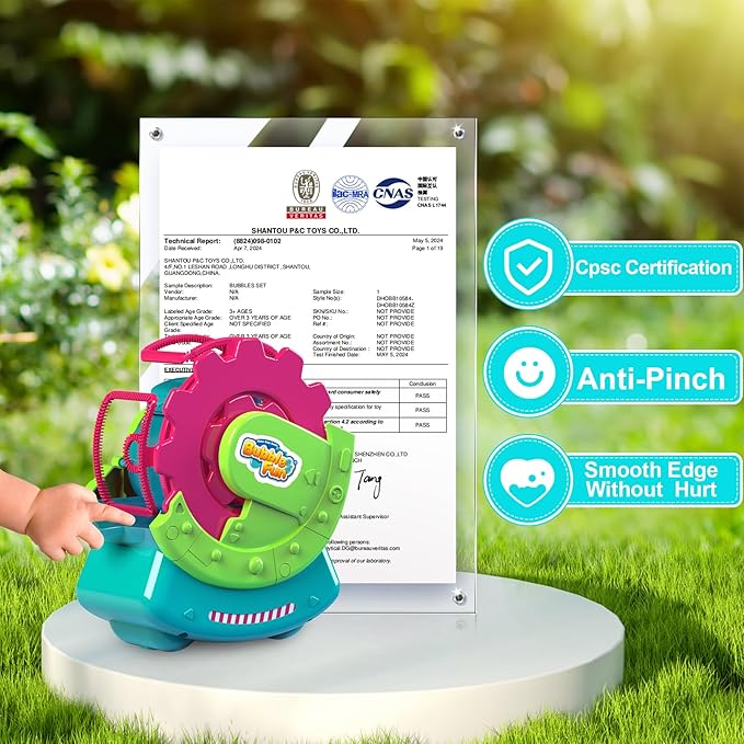 Bubble Machine for Toddlers Kids, Blower with 8oz Solution, Make Extra Large & Bubbles in Bubble, Maker Toy for Indoor Outdoor Birthday Party