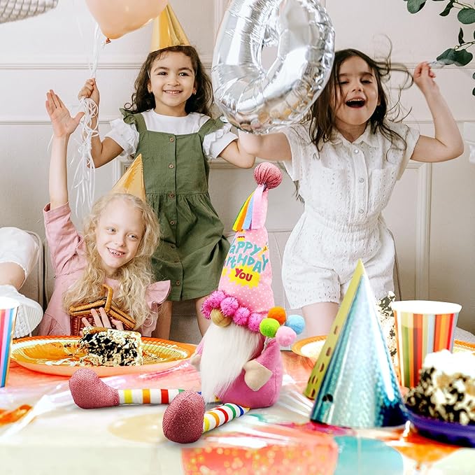 Funny Birthday Gifts for Women, Her, Mom, Girls, Women Friendship, Sister, Wife, Mother, Grandma, Coworker, Boss Who Have Everything - Pink Happy Birthday Plush Gnomes Doll Decorations for Table Decor