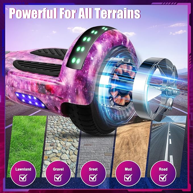 Self Balancing Scooters with Bluetooth & Corlorful LED Lights, Gifts for Kids & Adults & Girls & Boys, for All Ages