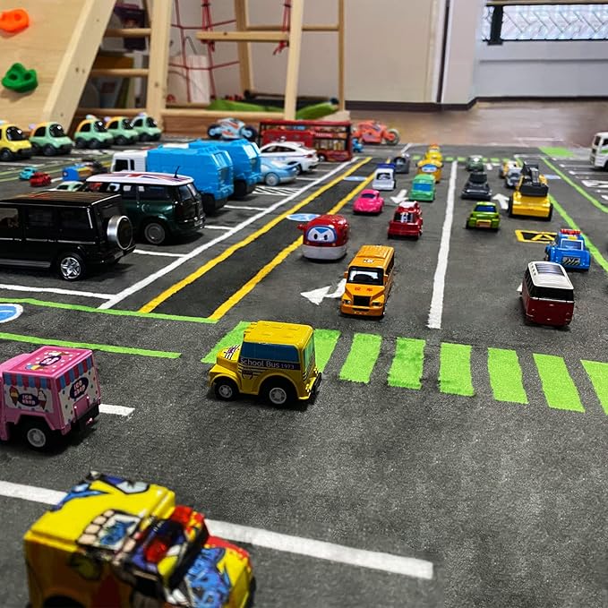 Kids Rug, City Road Traffic System Playmat Rugs - 5x7 Ft Kids Carpet with Rubber Backing,Street Play Mat Great for Playing with Cars for Bedroom Playroom - Non-Slip Have Fun Safe Nursery Rug