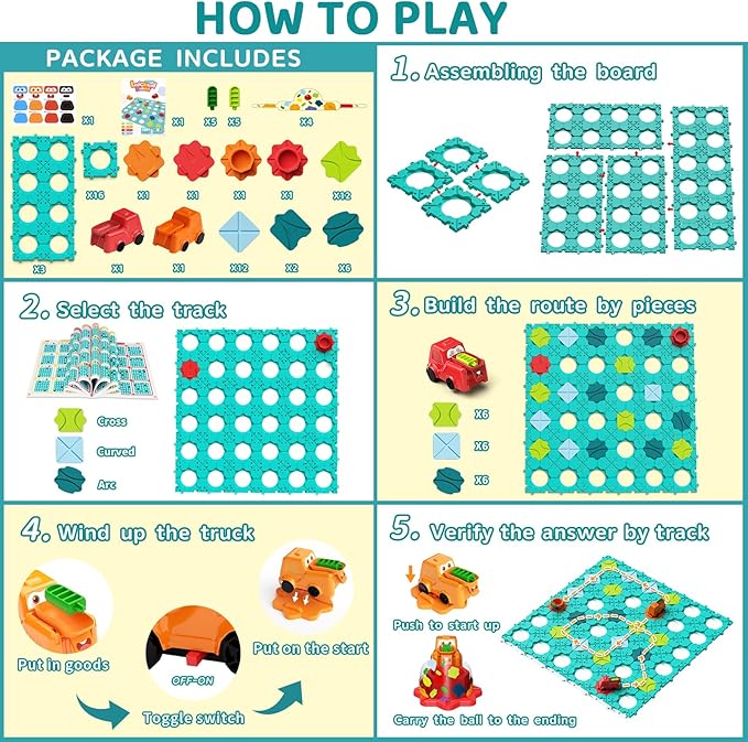 Stem Board Games Toys, Logic Maze Puzzles for Kids, Automatic Toy Car Preschool Classroom Learning Brain Teasers Toys for Kids Ages 3-8 Year Old