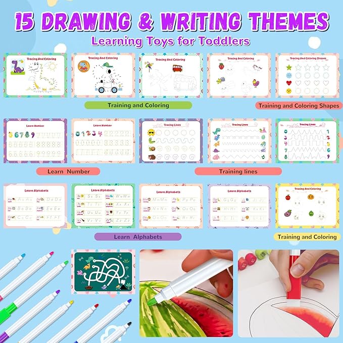 Busy Book for Toddlers 3+, Preschool Learning Activities with 30 Themes Prek Preschool Workbooks, Montessori Educational Learning Toys Activity Books for Christmas Birthdays Gifts Boys Girls