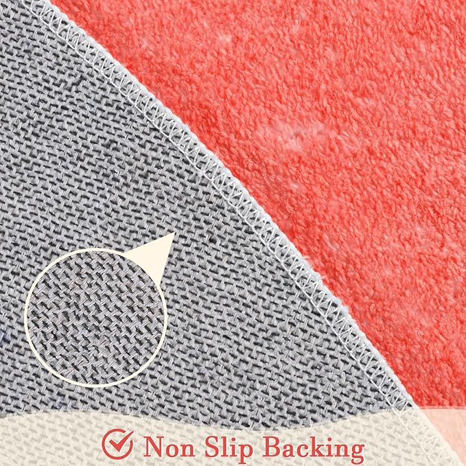 Topotdor Round Kids Play Rug Alphabet Nursery Area Rug Extra Large Soft Crawling Play Mat for Children Toddlers Bedroom (47 inch,Coral)