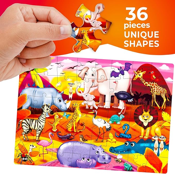 QUOKKA Puzzles for Toddlers 3-5 – 3 x 36 Pieces Floor Puzzles for Kids Ages 2-4 – 12 Toy Learning Farm Animals for 4-6 – Jigsaw Game for Boy and Girl 3-5-7 Year Old