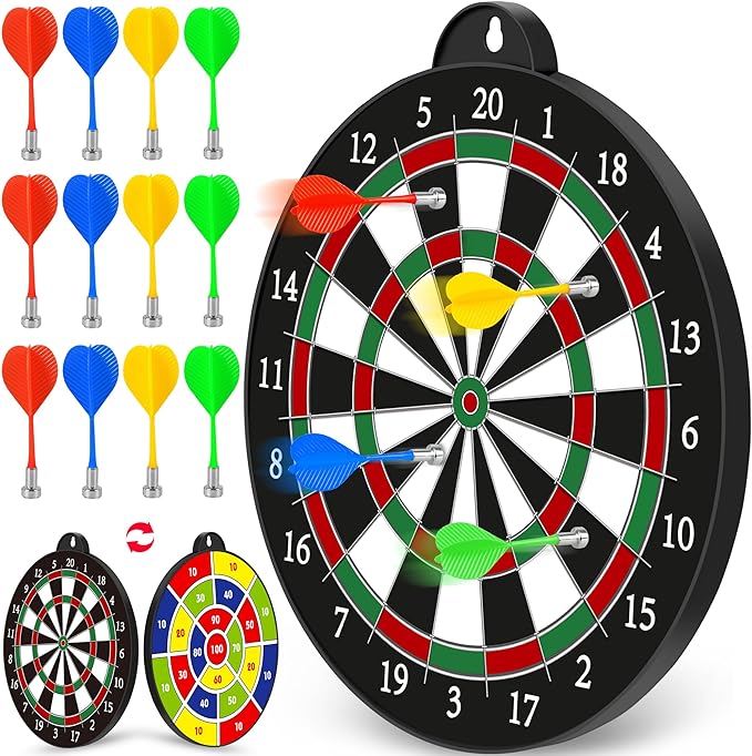 Magnetic Dart Board - 12pcs Magnetic Darts - Excellent Indoor Game and Party Games - Gifts for 5 6 7 8 9 10 11 12 Year Old Boy Kids